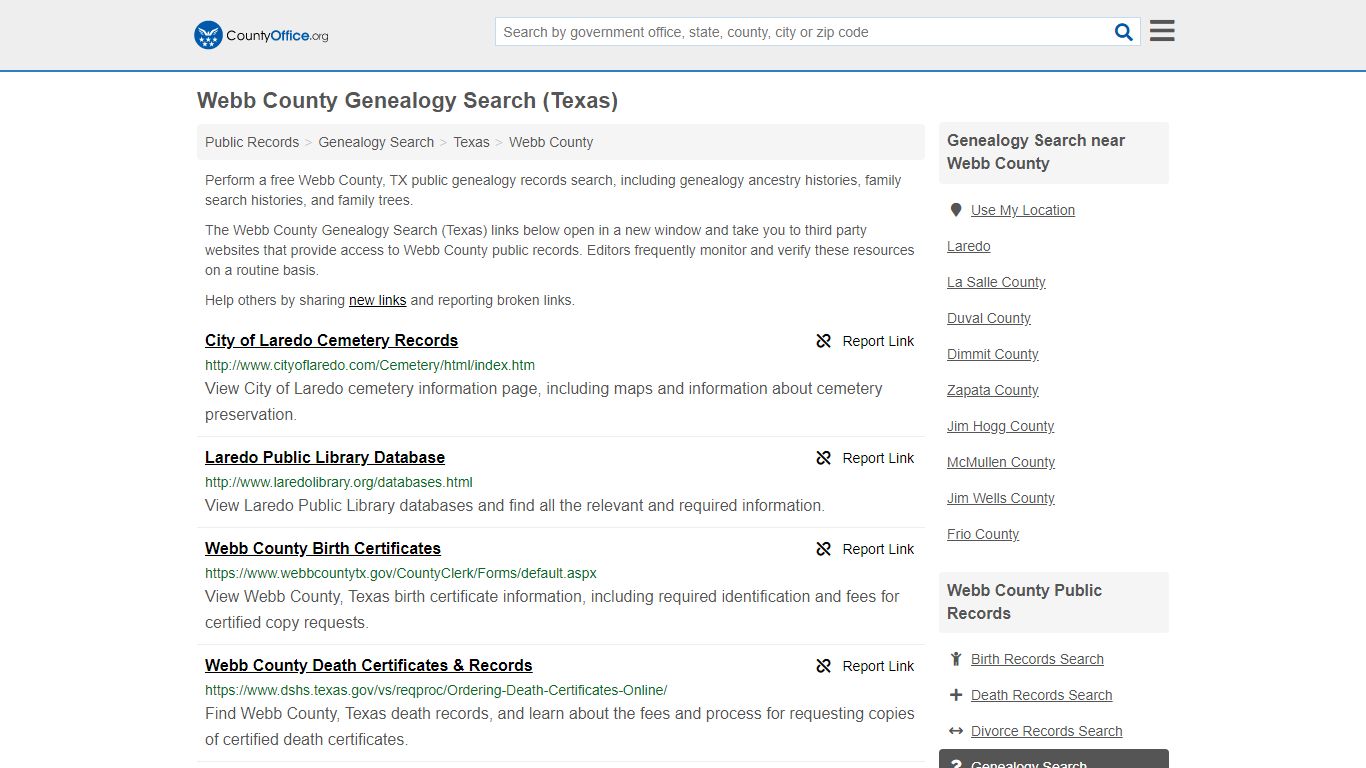 Genealogy Search - Webb County, TX (Family History & Vital ...