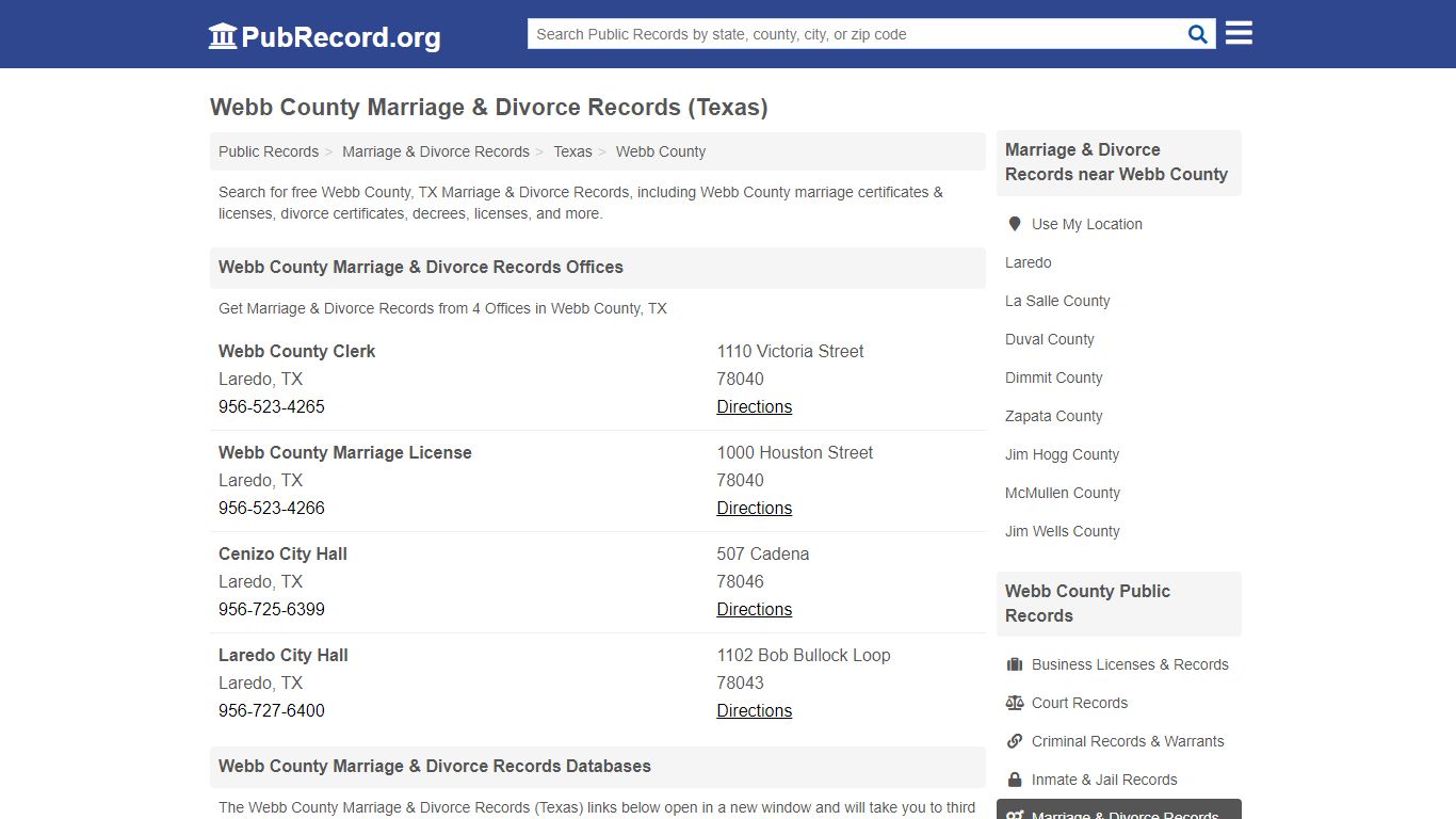 Free Webb County Marriage & Divorce Records (Texas ...